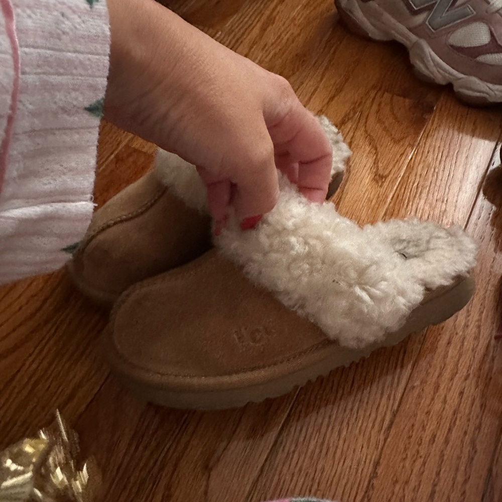UGG Brown Suede Slippers with Cream Sheepskin